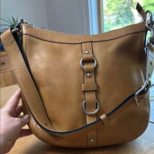 Coach Tan Leather Shoulder Bag with Adjustable Crossbody Strap